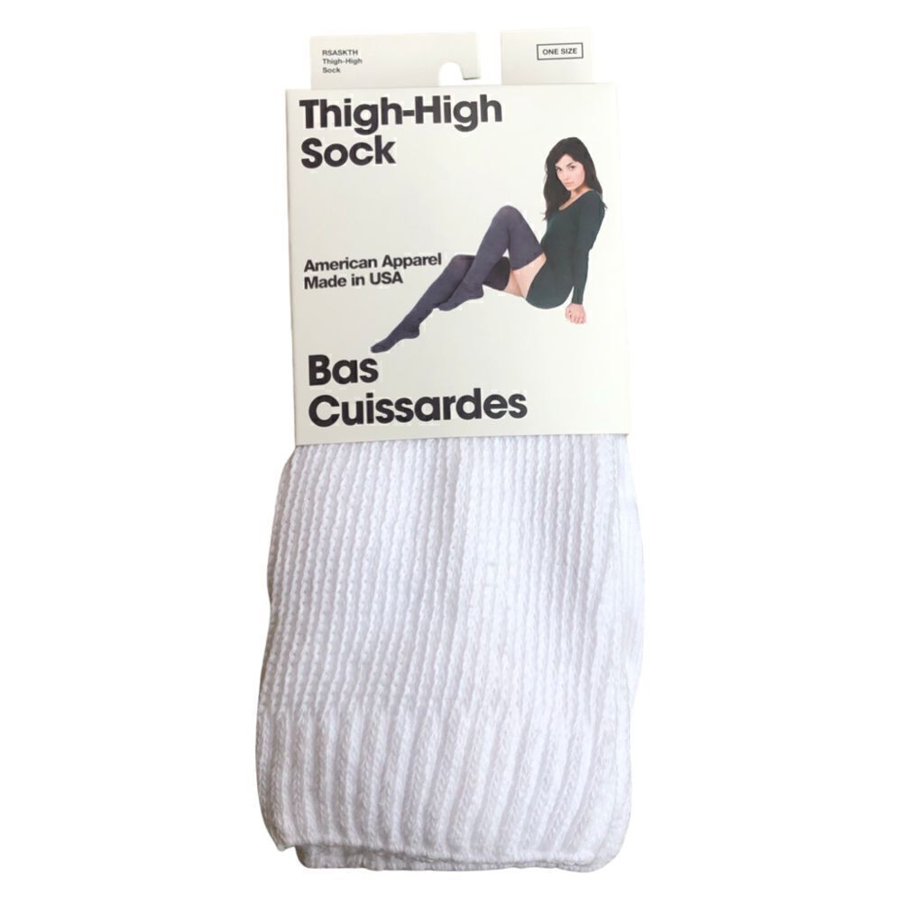American Apparel Brand New 2000s Y2K White Vintage Deadstock Thigh High Socks